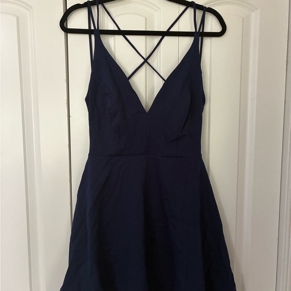 Lulu's Navy Blue A-Line Cocktail Dress